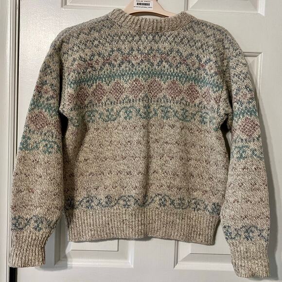 Vintage 90's Eddie Bauer Pastel Fair Isle Knit Crewneck Sweater - Picture 4 of 6